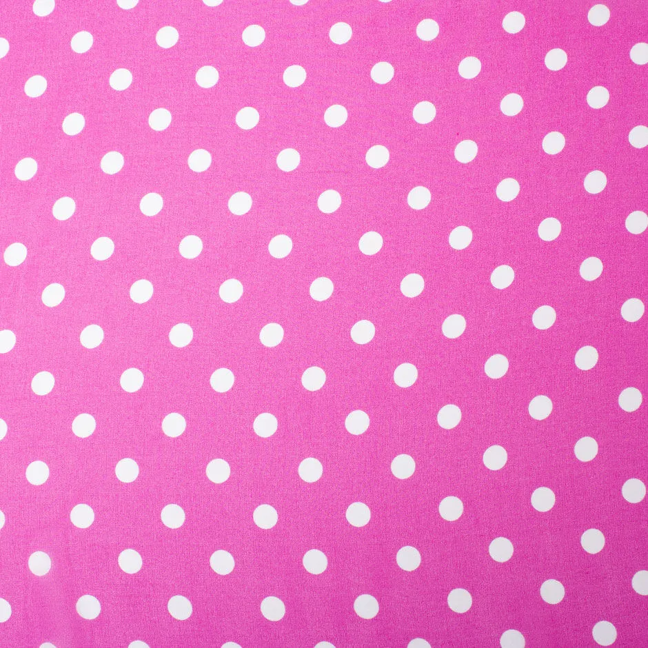 White Spotted Fuchsia Pink Silk Georgette