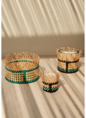 Wicker fringe candles