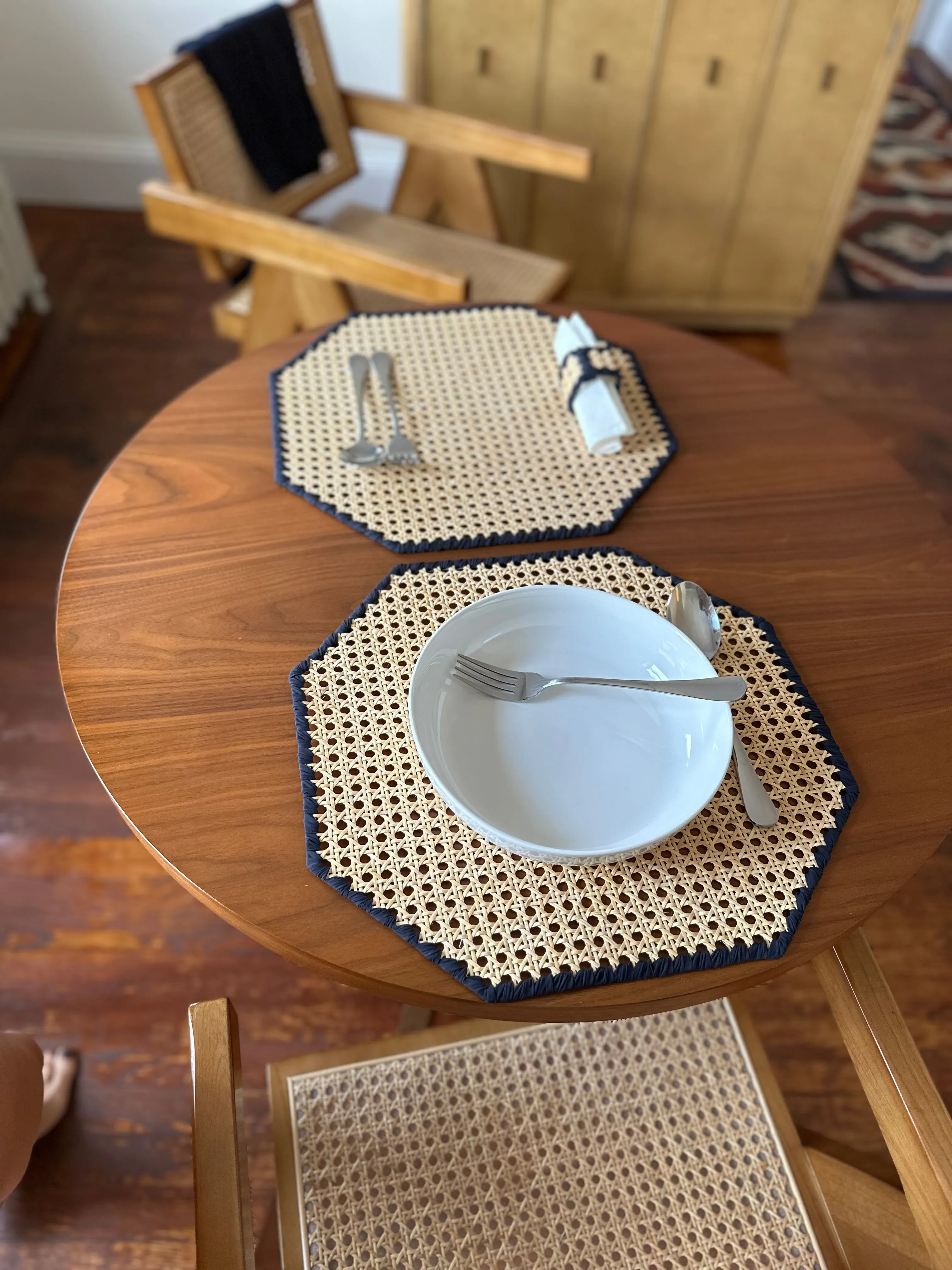 Wicker Hexagon placemat set of 4