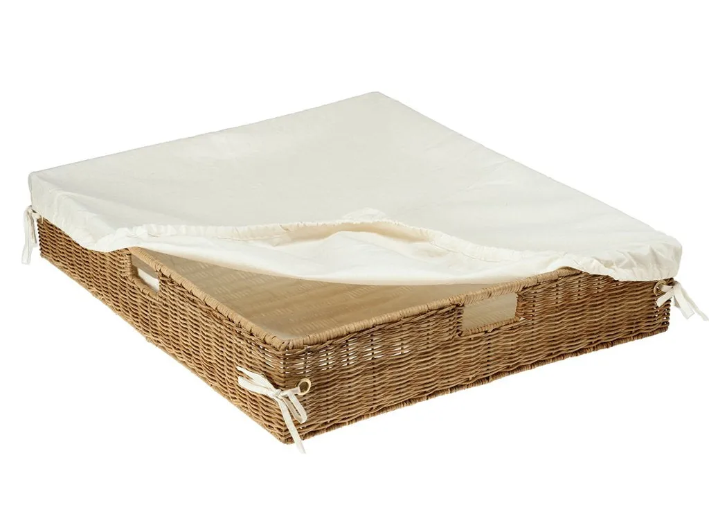 Wicker Under Bed Basket with Liner & Cover