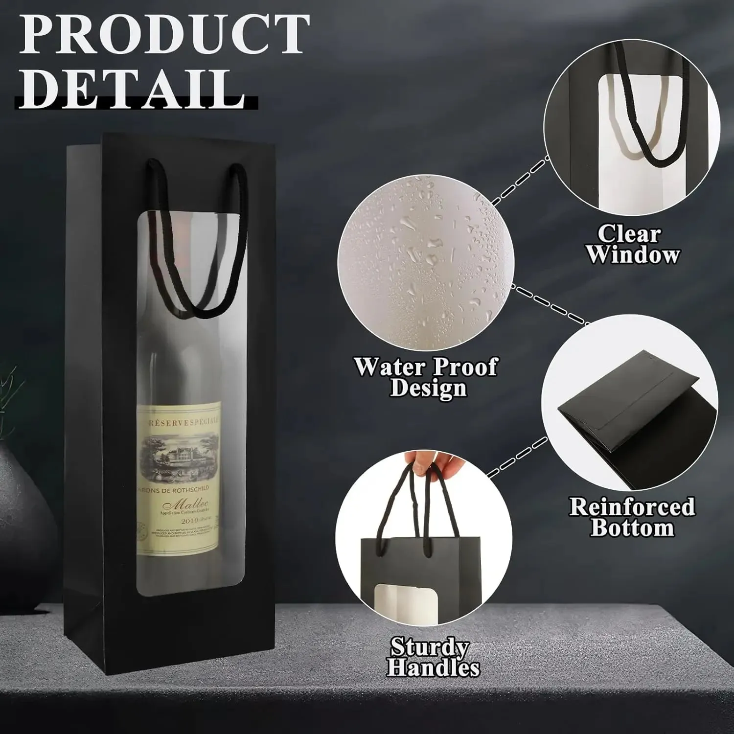 Wine Bottle Gift Bag with Window