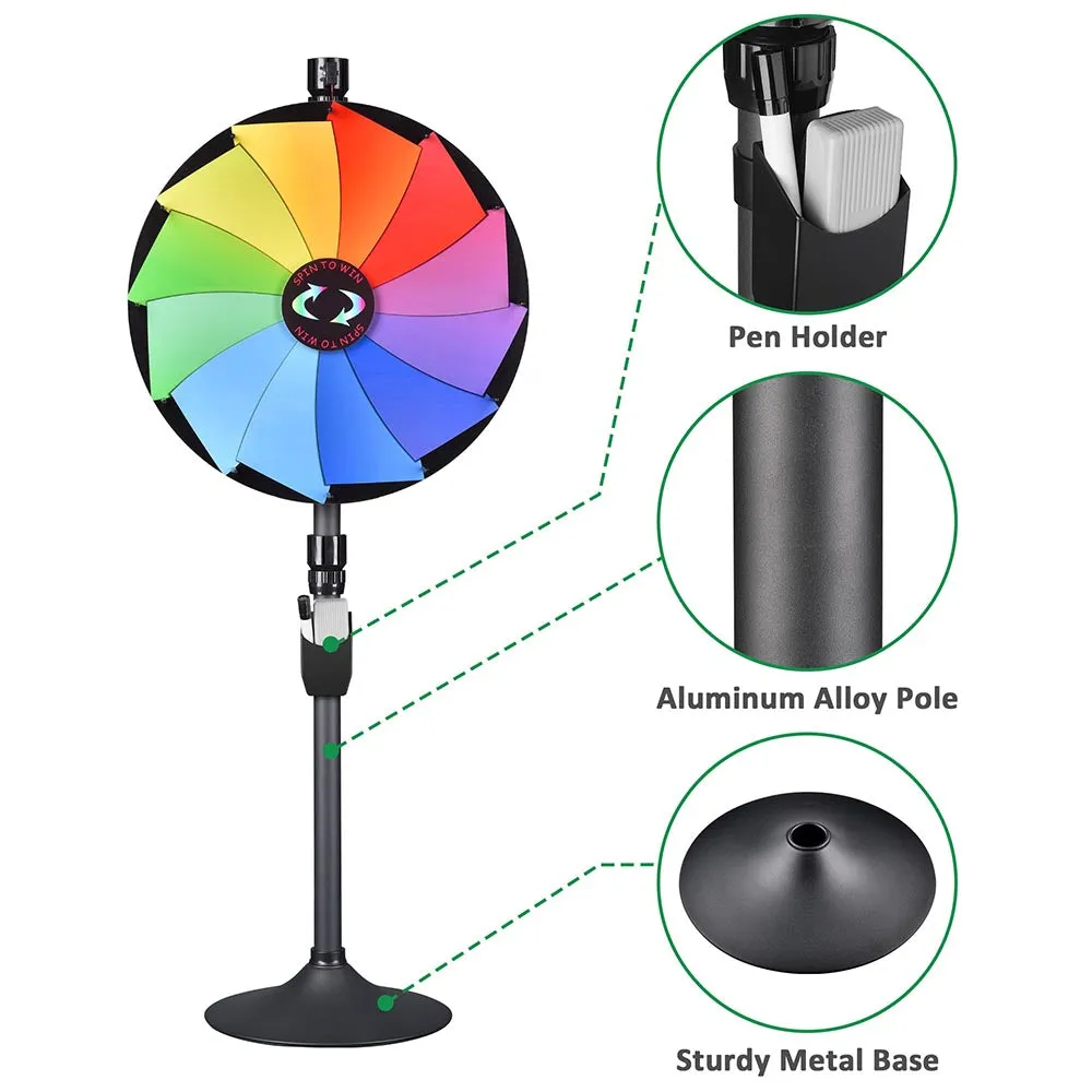 WinSpin 24" Prize Wheel 2in1 Tabletop or Floor Stand 12-Slot